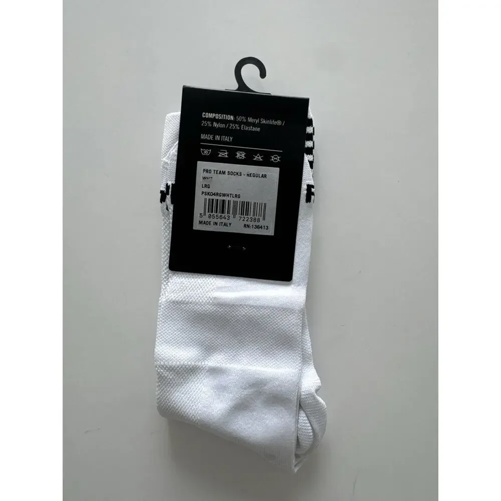 Rapha Pro Team Socks Unisex Size Large White Regular Fit Performance Cycling